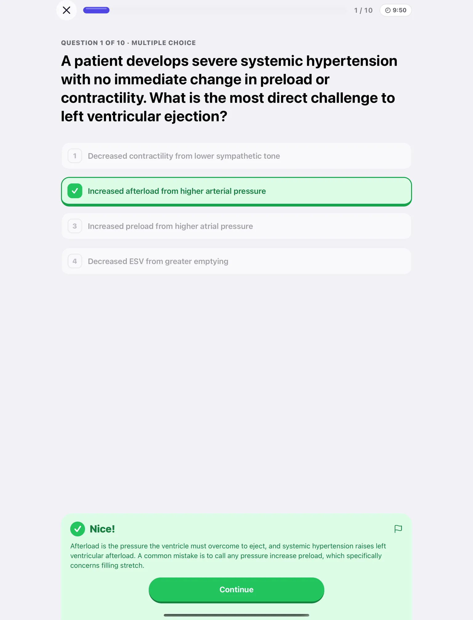 PDF to quiz on iPad: a QuizWhiz practice test question answered, with the reason behind the answer